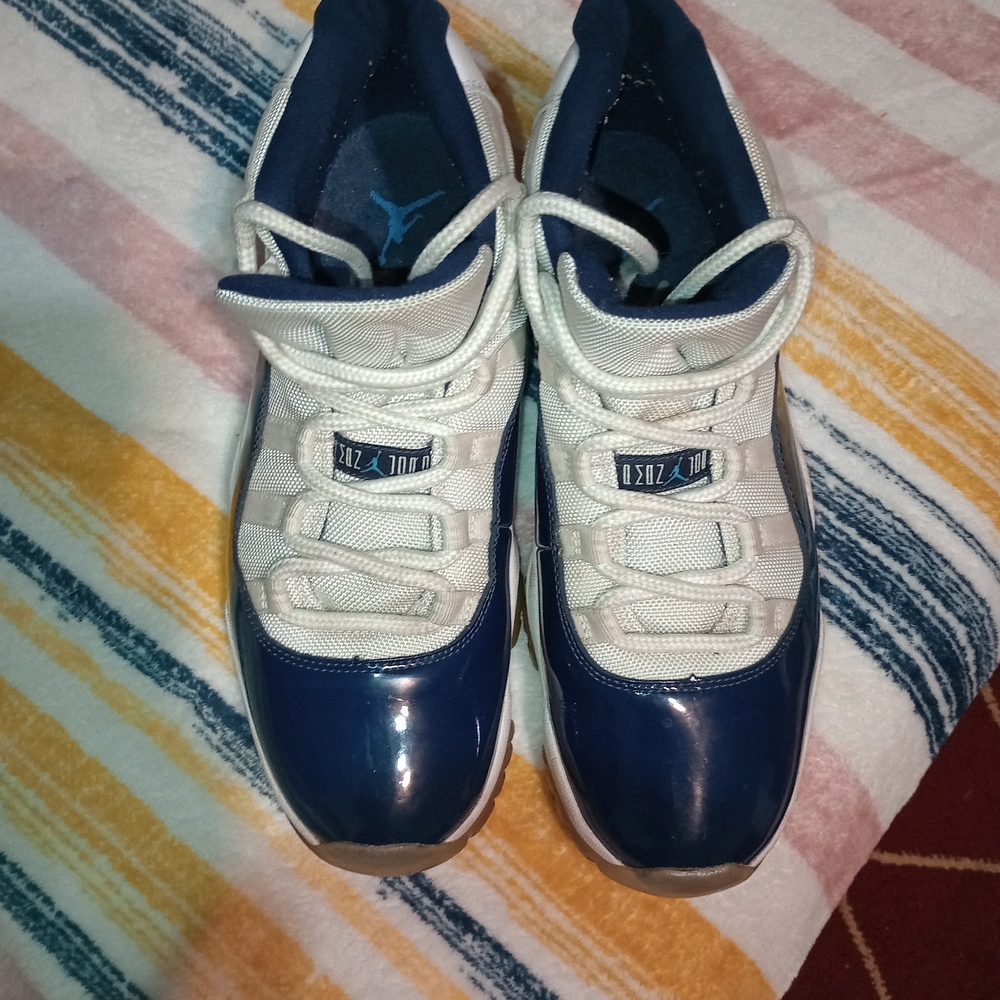 Jordan Blue and White Athletic Shoes for Basketball